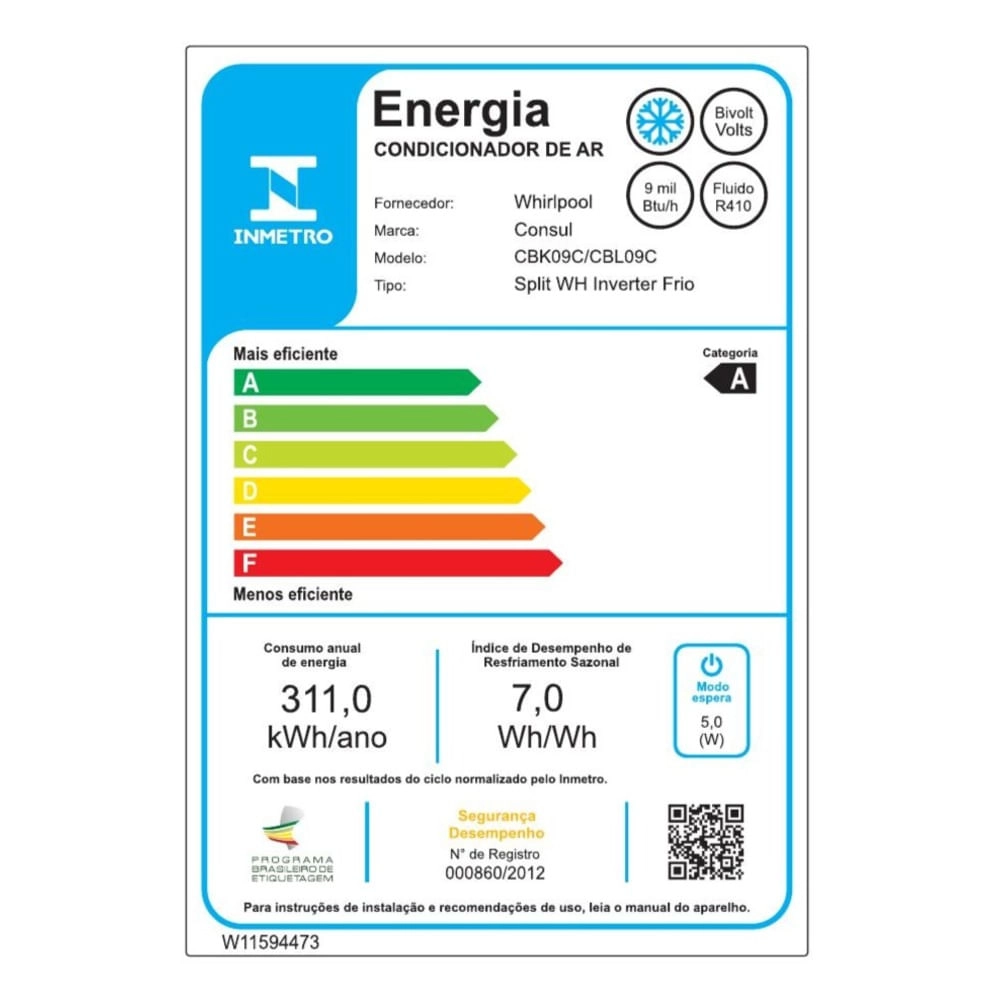 Ar Condicionado Split Consul Triple Inverter EconoMaxi Frio 9000 BTUs - CBK09CBXCJ 220V