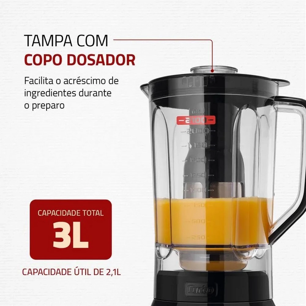 Liquidificador Mondial Turbo Black L-1200 BI 1200W 12 Velocidades Preto/Inox 220V