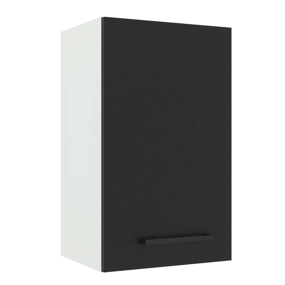 Armário Aéreo Madesa Agata 40 cm 1 Porta Branco/Preto Cor:Branco/Preto