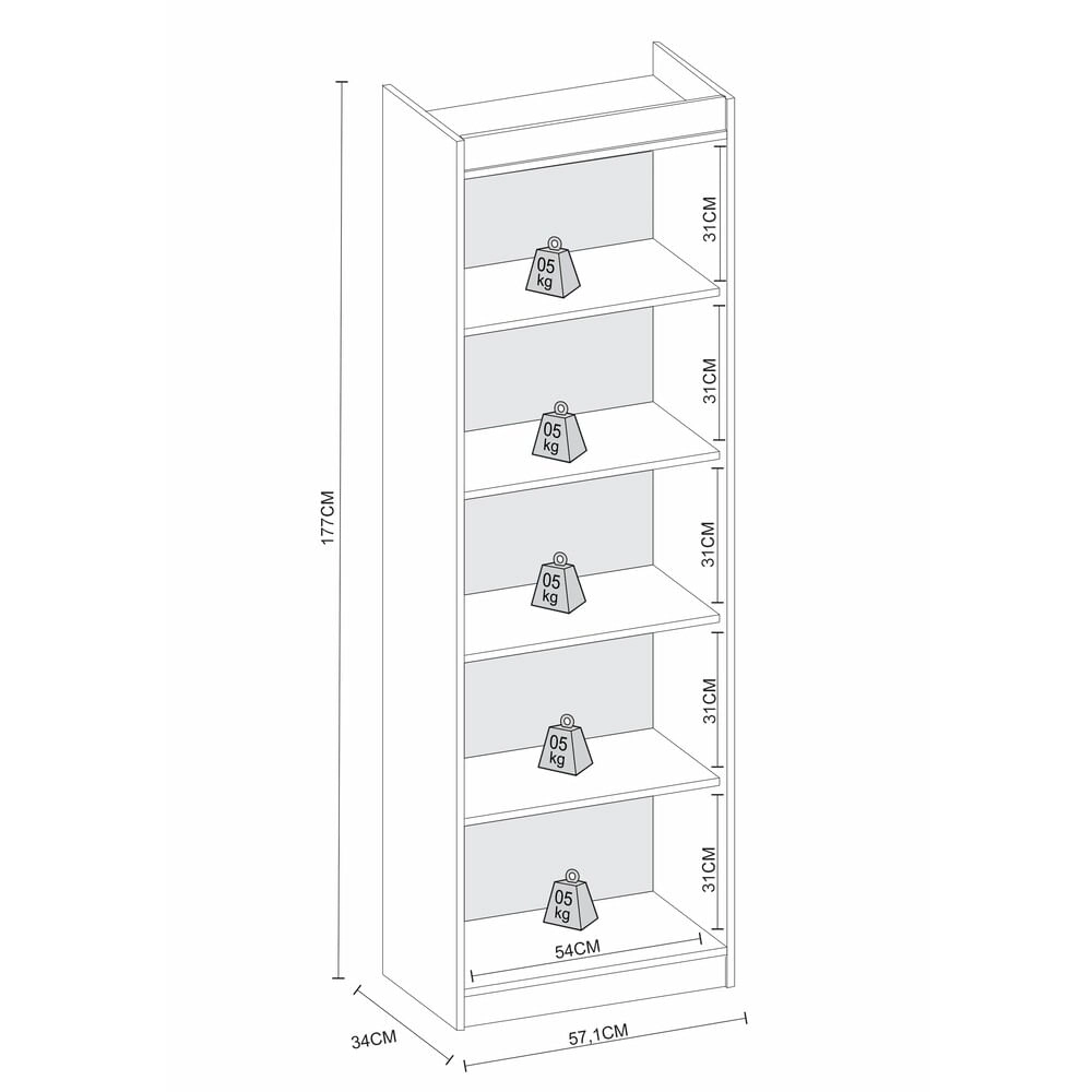 Estante Organizadora 57cm Multimóveis CR25251 Mocaccino Rústico