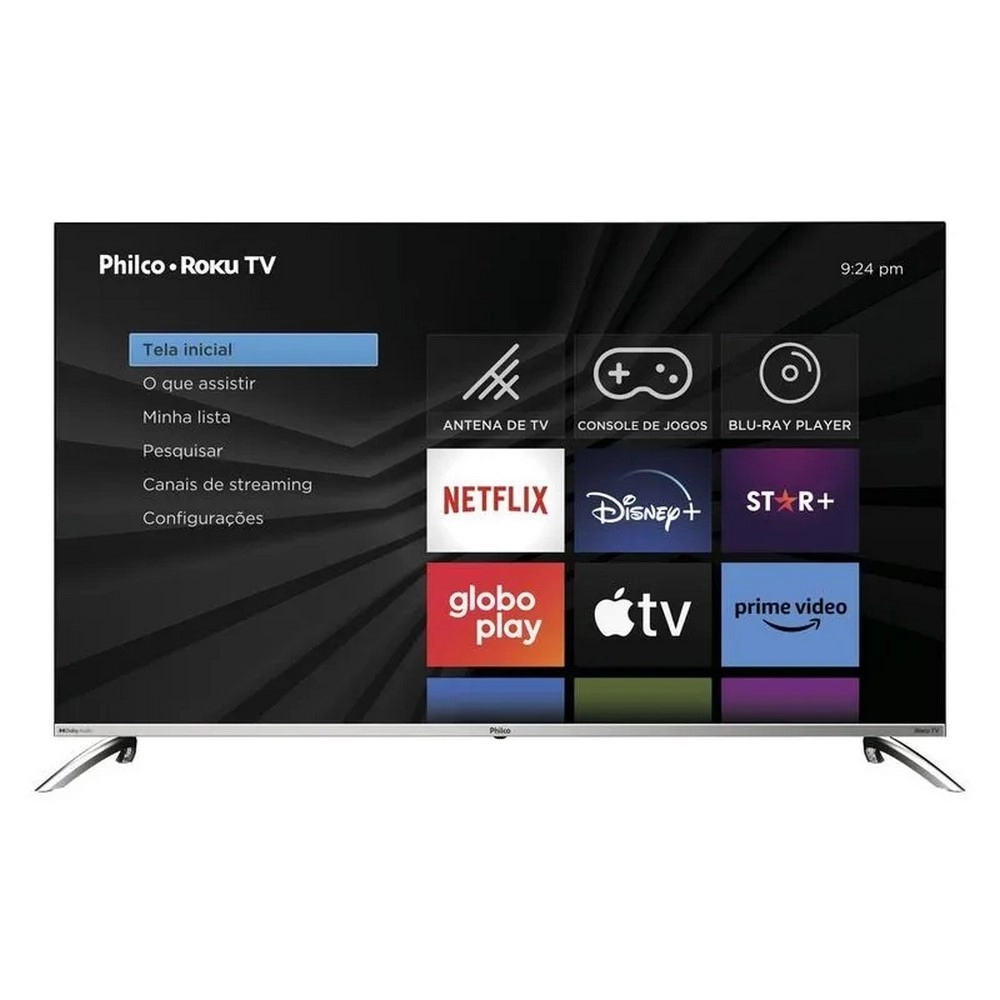 TV LED Smart 50" Philco PTV50G7PR2CSB UHD 4k Roku Wi-Fi 4 HDMI 2 USB Prata Bivolt