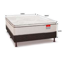 Cama Box Conjugado Casal Espuma D28 138x188x65 Double C/Pillow C/PE Cinza/Preto 90KG Reconflex