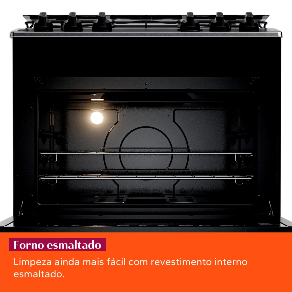 Fogão Brastemp 5 Bocas Cor Branca Com Botões Removíveis E Exclusivo Aro Protetor - BFS5NDB BIVOLT