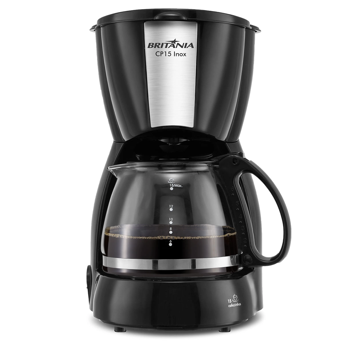 Cafeteira Britânia CP15 Vidro Preto com Inox 220V