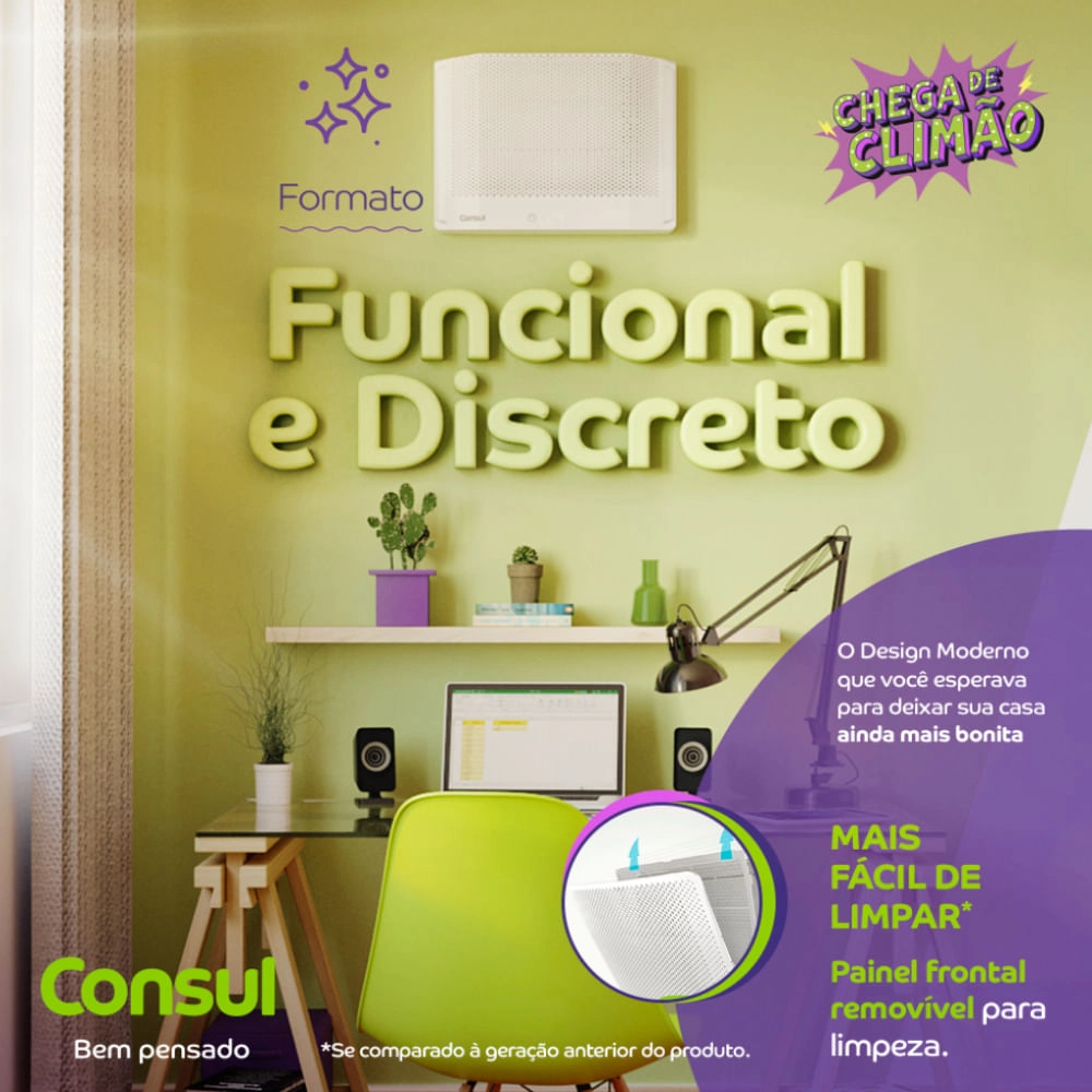 Ar condicionado janela 10000 BTUs Consul frio eletrônico com design - CCN10FB 220V