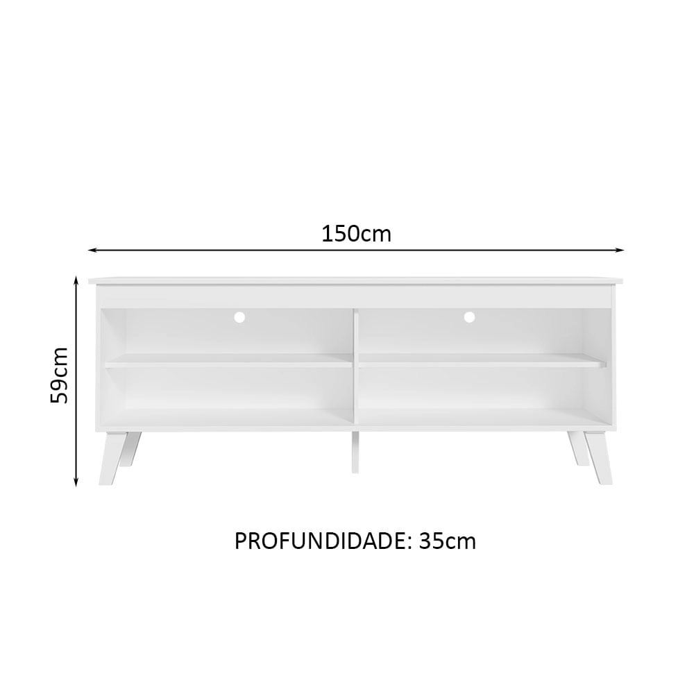 Rack para TV até 65 Polegadas com Pés Branco Turim Madesa Cor:Branco