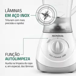 Liquidificador Mondial Easy Power L-550-W BI 550W 2 Velocidades e Pulsar Copo 2.2L Branco 220V