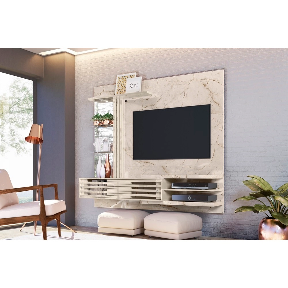 Painel 1.82M Para Tv Até 55 Frizz Calacata/Off C/Esp C/Led A162XL182XP37 55KG Madetec