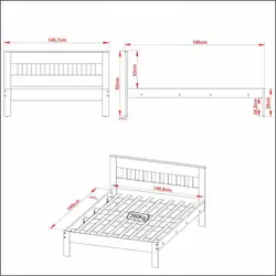 Cama de Casal para Colchão 138 x 188 cm Multimóveis CR35011 Nogal/Branca