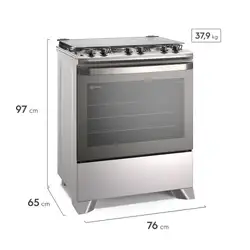 Fogão 5 bocas Electrolux Cinza Efficient com Mesa Inox, PerfectCook e VaporBake (FE5IC) Bivolt