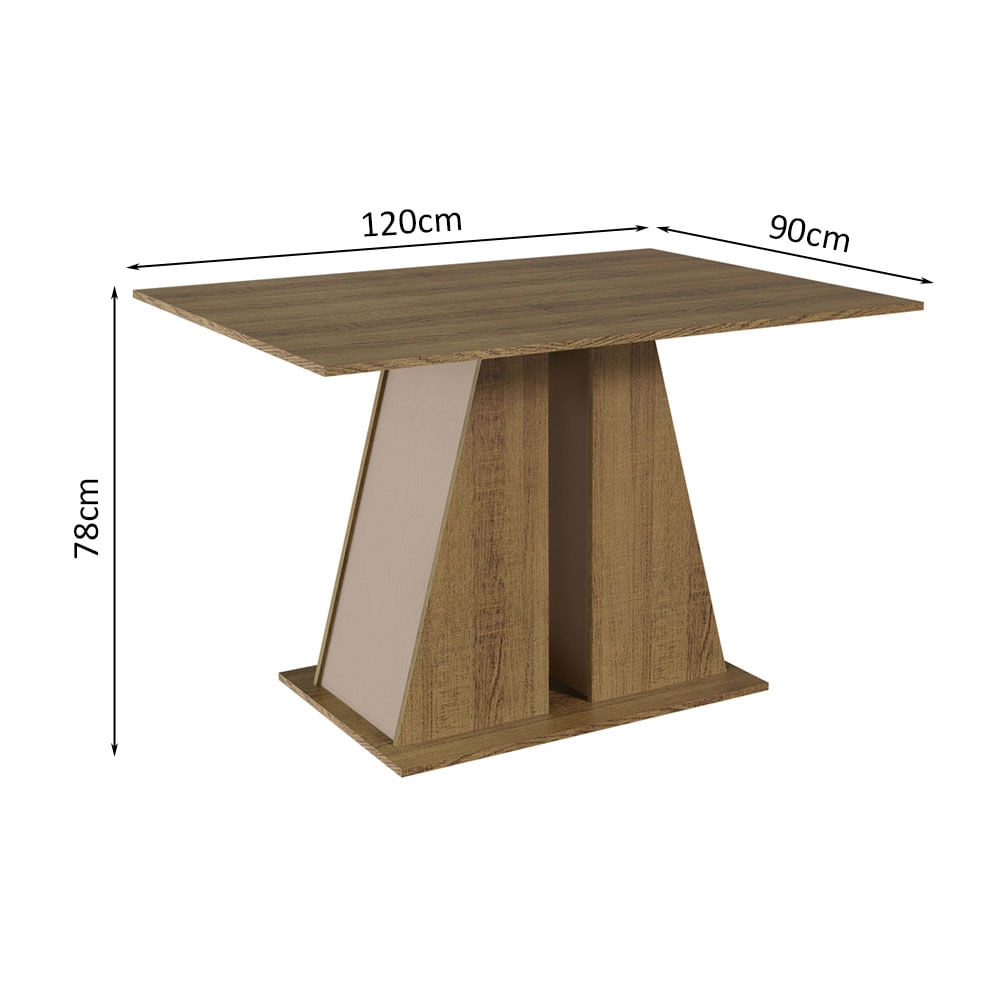 Conjunto Sala de Jantar Mesa Tampo de Madeira 6 Cadeiras Rustic/Crema/Bege Marrom Wendy Madesa Cor:Rustic/Crema/Bege Marrom