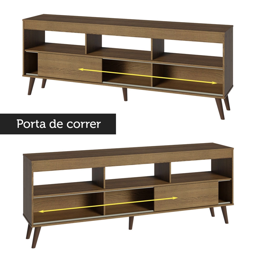 Rack com Painel para TV até 65 Polegadas com Pés Rustic Detroit Madesa Cor:Rustic