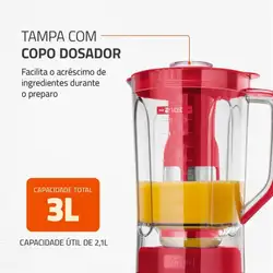 Liquidificador Mondial Turbo Red L-1200 RI 1200W 12 Velocidades Vermelho/Inox 220V