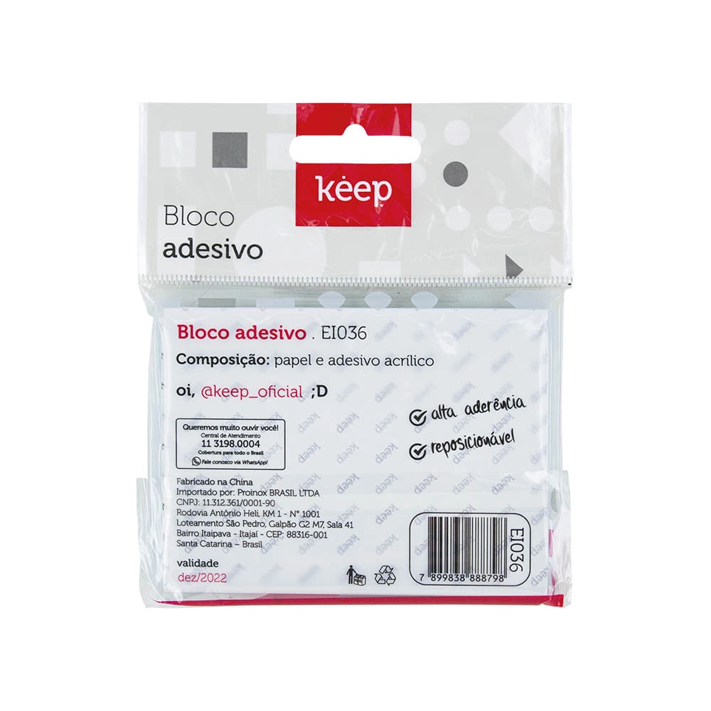 Bloco Adesivo 75x100mm Azul 90fls Keep - EI034 EI034