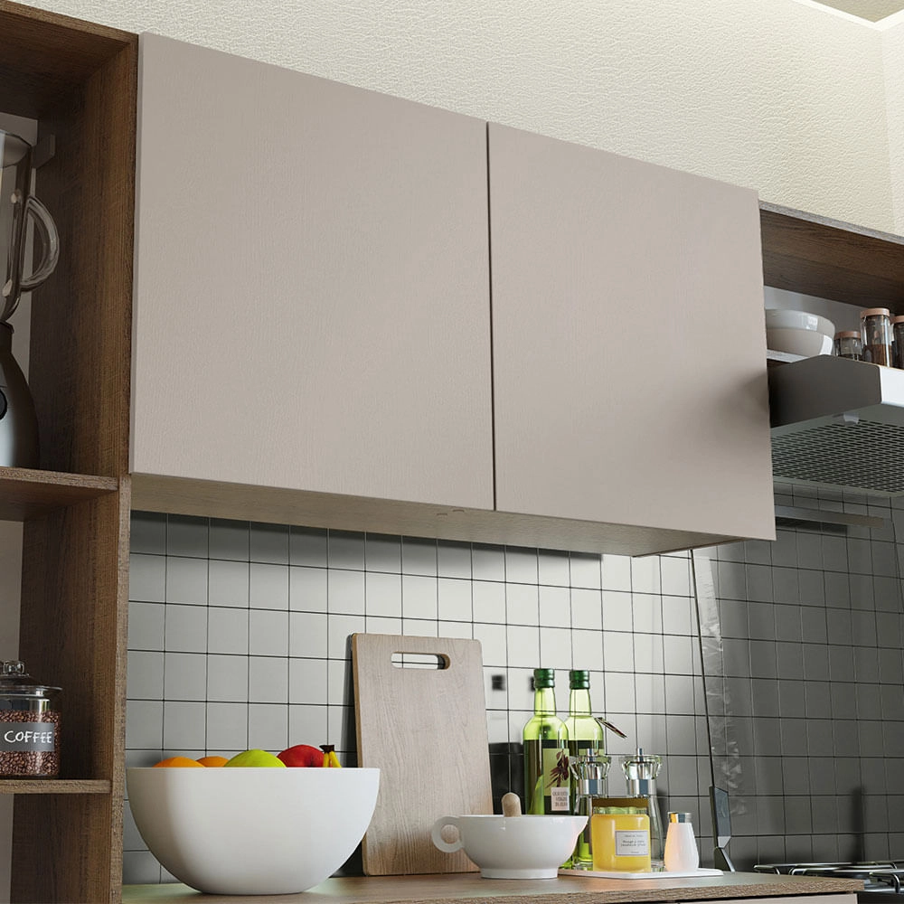 Armário de Cozinha Compacta 180cm Rustic/Crema Easy Madesa Cor:Rustic/Crema