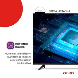 TV LED Smart 32" Aiwa HD AWSTV32BL02A Android TV Borda Ultrafina Preto Bivolt