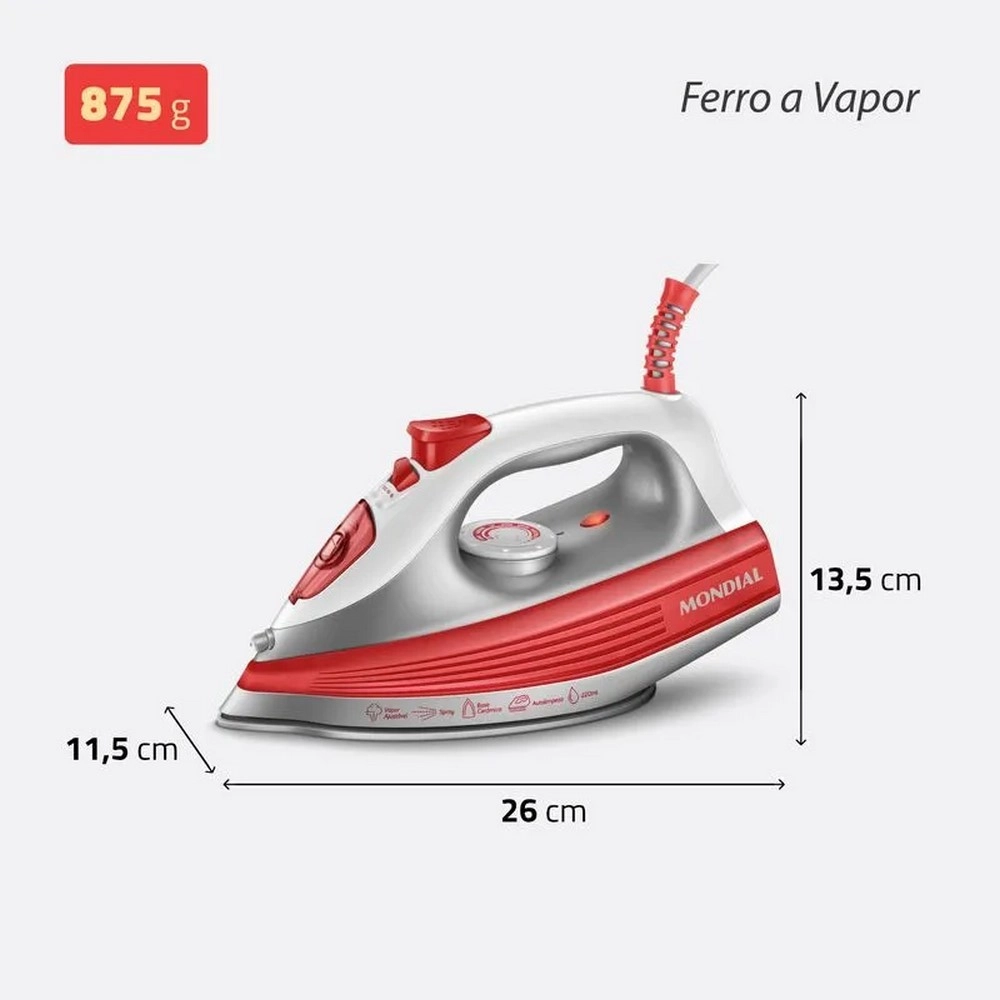 Ferro De Passar  A Vapor Mondial FVN-01-O Branco Coral 220v