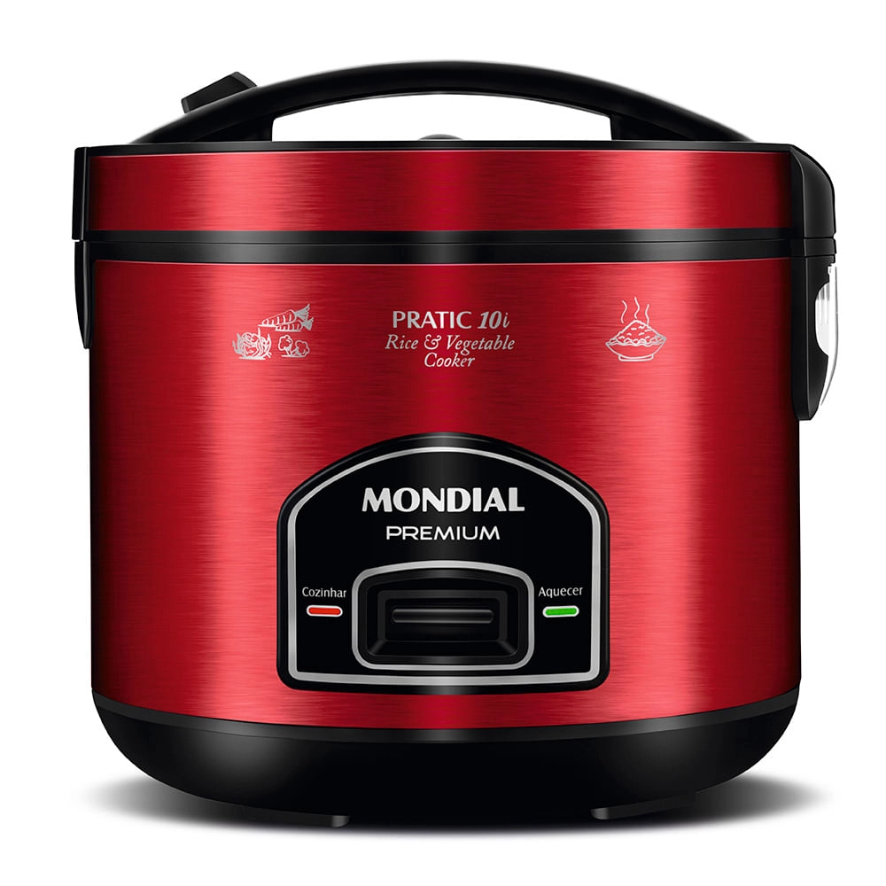 Panela Elétrica Mondial Pratic 10I PE-46-10X PANELA ELÉTRICA DE ARROZ-220V-VERMELHO/INOX