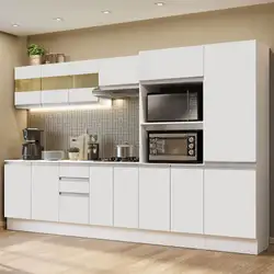 Armário de Cozinha Completa 100% MDF 300cm Frentes Branco Smart Madesa 02 Cor:Branco