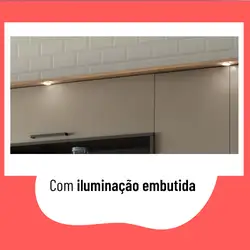 Cozinha Completa Telasul Caiena Com Iluminação 4 Peças Com Balcão Para Pia e Paneleiro para Forno e Micro-Ondas Telasul