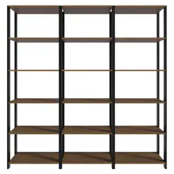 Estante Armário Multiuso para Livros 177cm Rustic/Preto Madesa Cor:Rustic/Preto