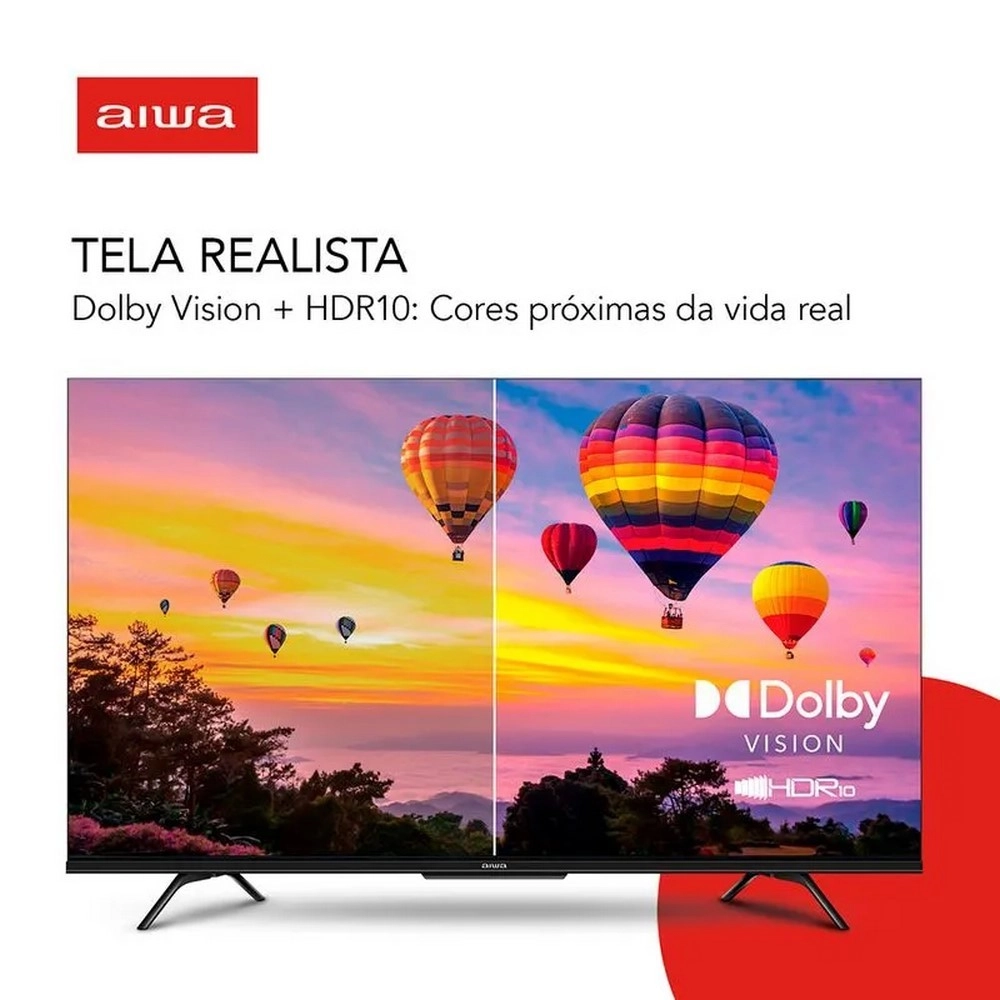 TV LED Smart 75" Aiwa 4K Ultra HD AWSTV75BL01G Google TV Borda Ultrafina 4 HDMI Preto Bivolt