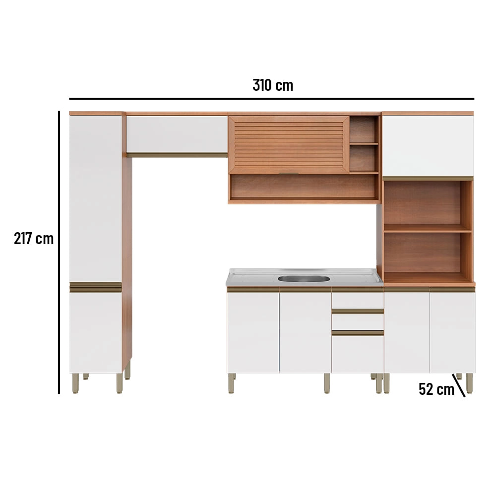 Cozinha Completa Telasul Macadâmia 5 Pçs C/ Balcão Telasul