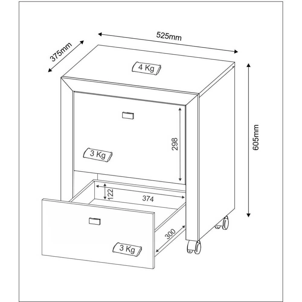 Gaveteiro para Pasta Suspensa Multimóveis CR25022 Amendoa