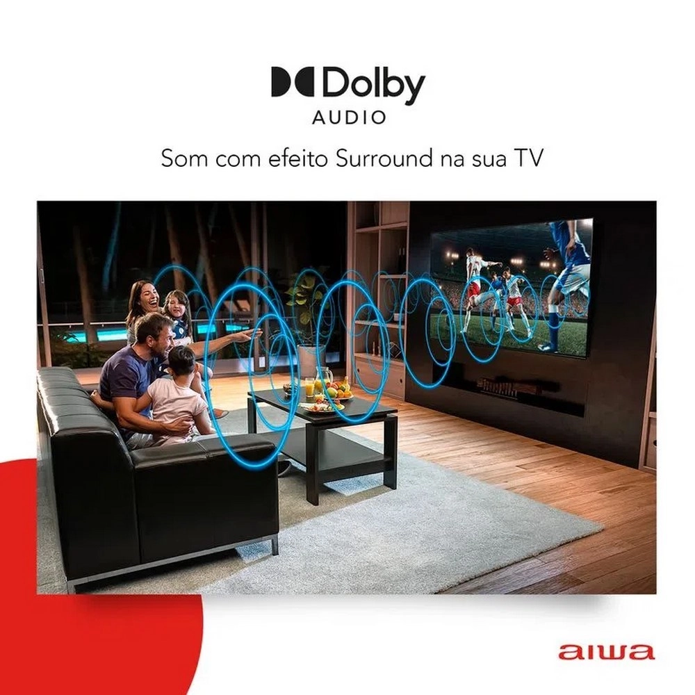 TV LED Smart 32" Aiwa HD AWSTV32BL02A Android TV Borda Ultrafina Preto Bivolt