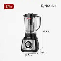 Liquidificador Mondial Turbo Black L-1200 BI 1200W 12 Velocidades Preto/Inox 220V