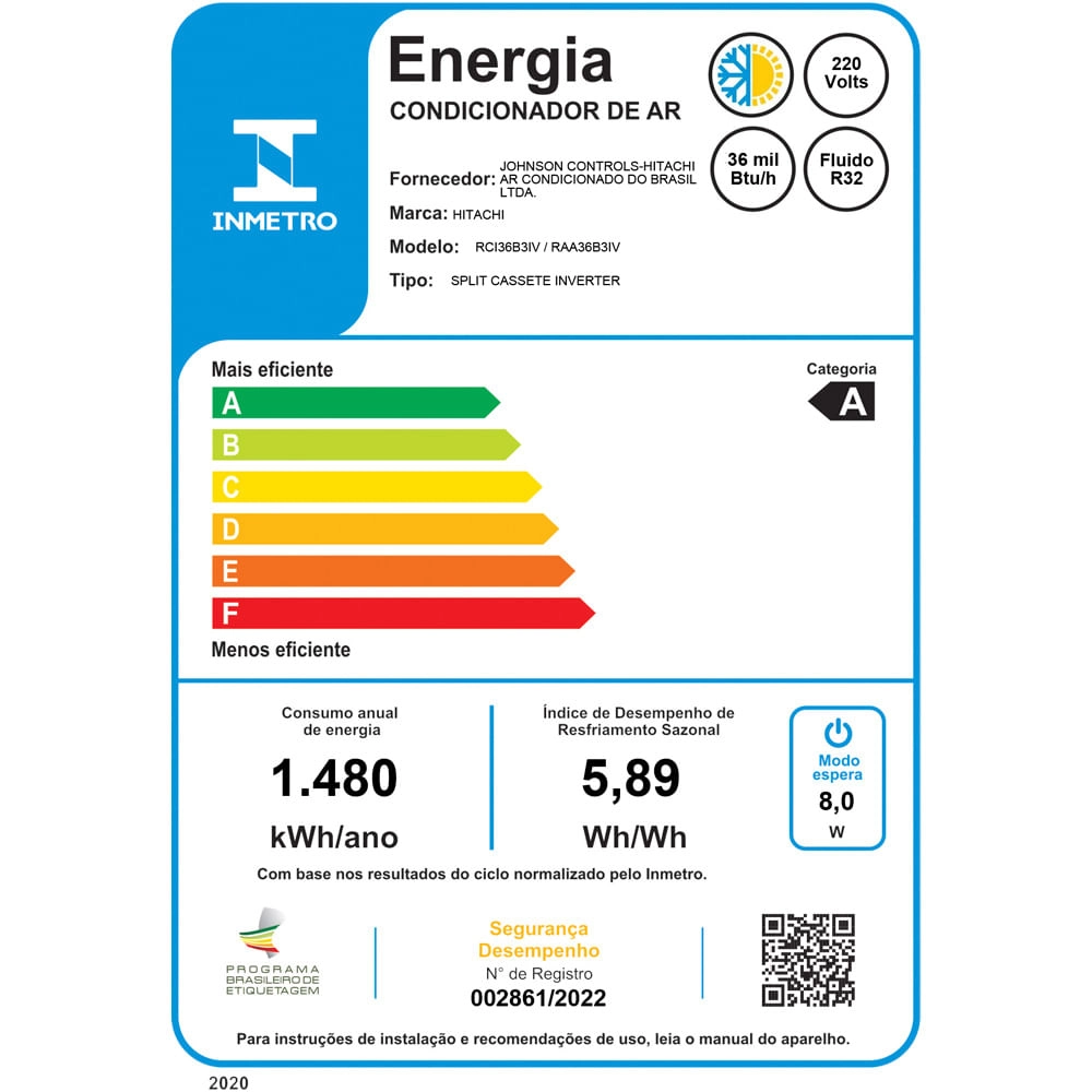 Ar condicionado Split Cassete Inverter 4 Vias 36.000 Btus Quente e Frio 220v