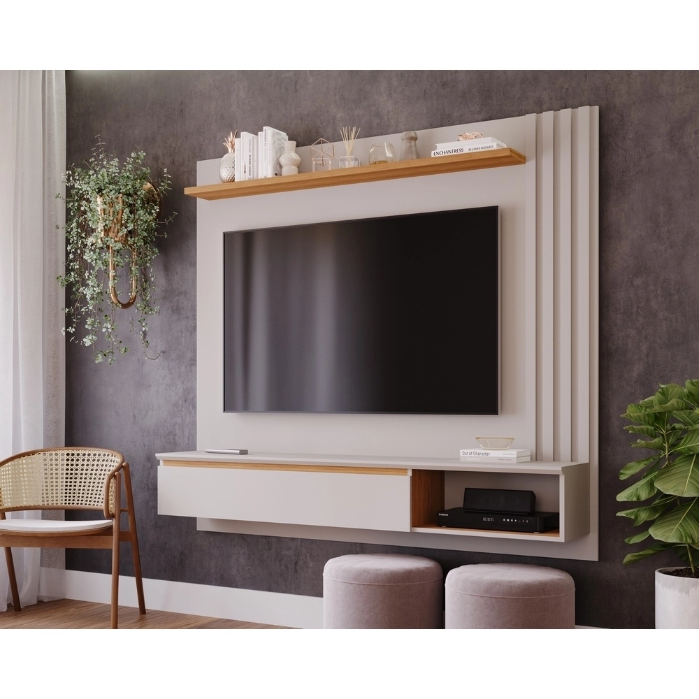 Painel 1.62M Para Tv Até 60 Panama Plus Offwhite/Nature MDF A157XL162XP35 Permobili