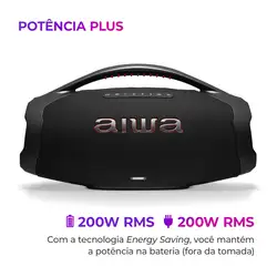 Caixa de Som Boombox Plus AIWA BBS-01B 200W BT 30H IP66 USB