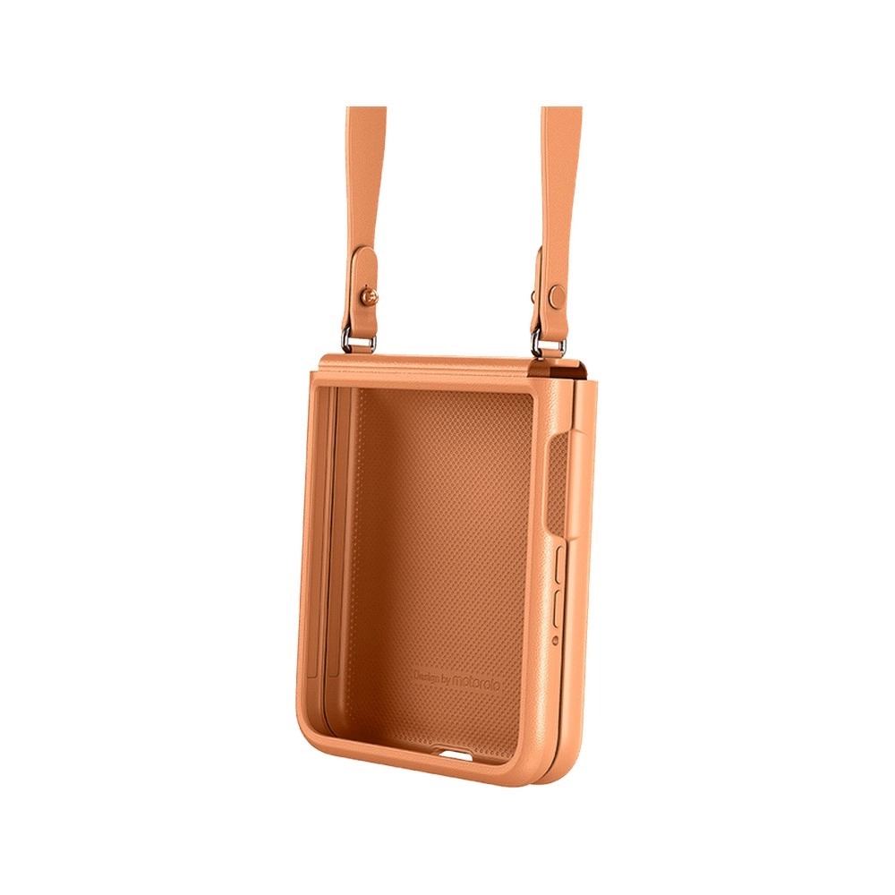 Capa Protetora Original Motorola Com Alça Ajustável Para Razr 50 Ultra Peach Fuzz