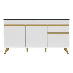 Balcão Cozinha Gabinete Pia 150 cm 3 Portas 1 Gaveta Veneza Multimóveis MP3740 Branco