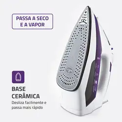 Ferro a Vapor Mondial Ceramic Express F-40 FERRO A VAPOR-220V-BRANCO/LILÁS