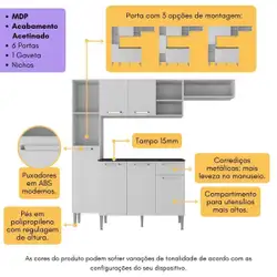 Armário de Cozinha Compacta Smart Multimóveis MP2219 Branco