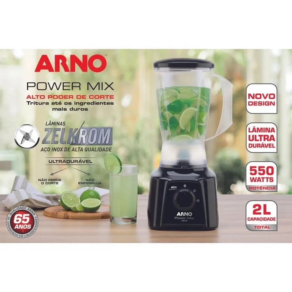 Liquidificador Arno LQ10 Power Mix 2 Velocidades + Pulsar 550W Preto 220V