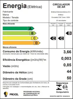 Circulador de Ar Britânia C50 Oscillation 220v