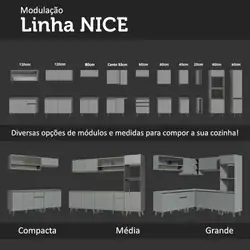 Armário de Cozinha Completa 260cm Cinza Nice Madesa 04 Cor:Cinza