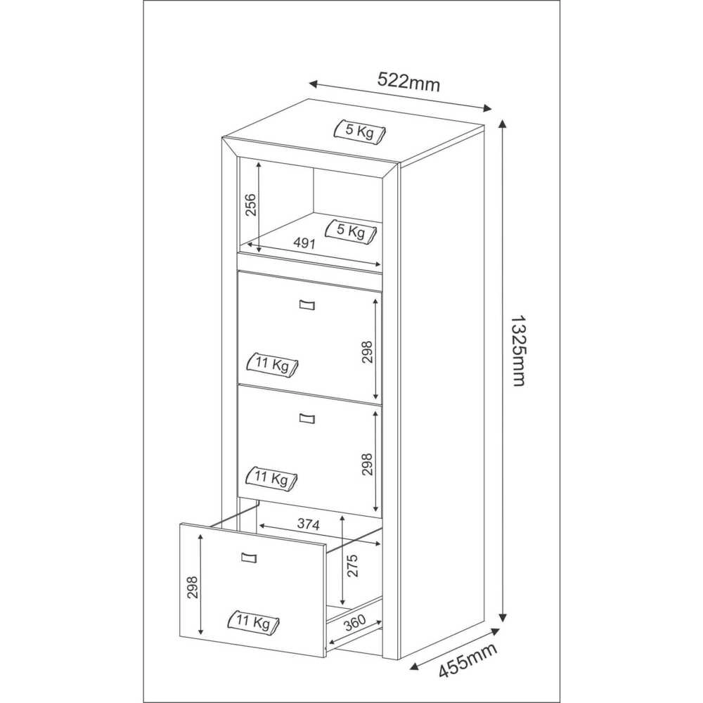 Gaveteiro para Pasta Suspensa com 3 Gavetas Multimóveis CR25026 Nogal