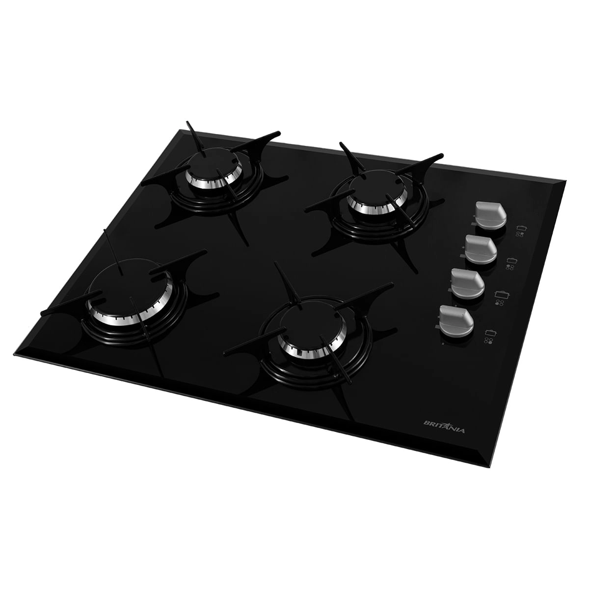 Cooktop Britânia BCT4P 4 bocas Vidro Bisotê Bivolt