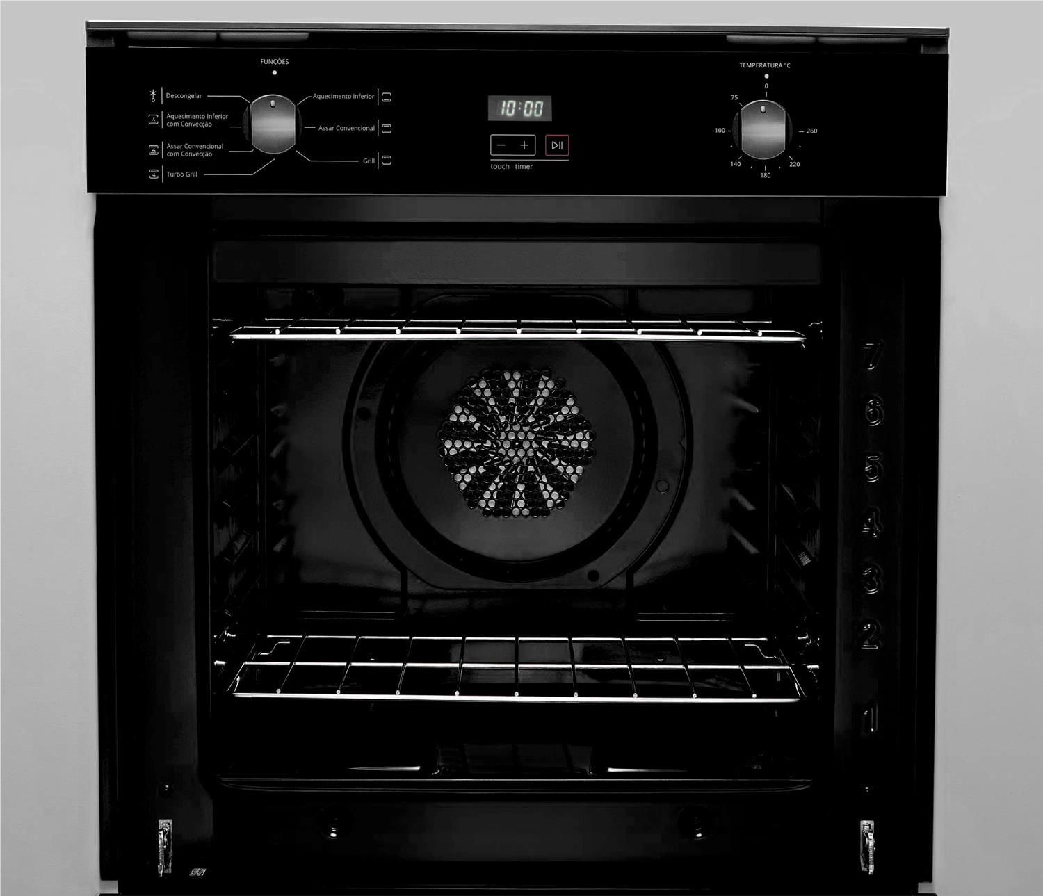 Forno de embutir elétrico Brastemp 84 litros Preto com convecção e timer touch - BOC84AE 220V