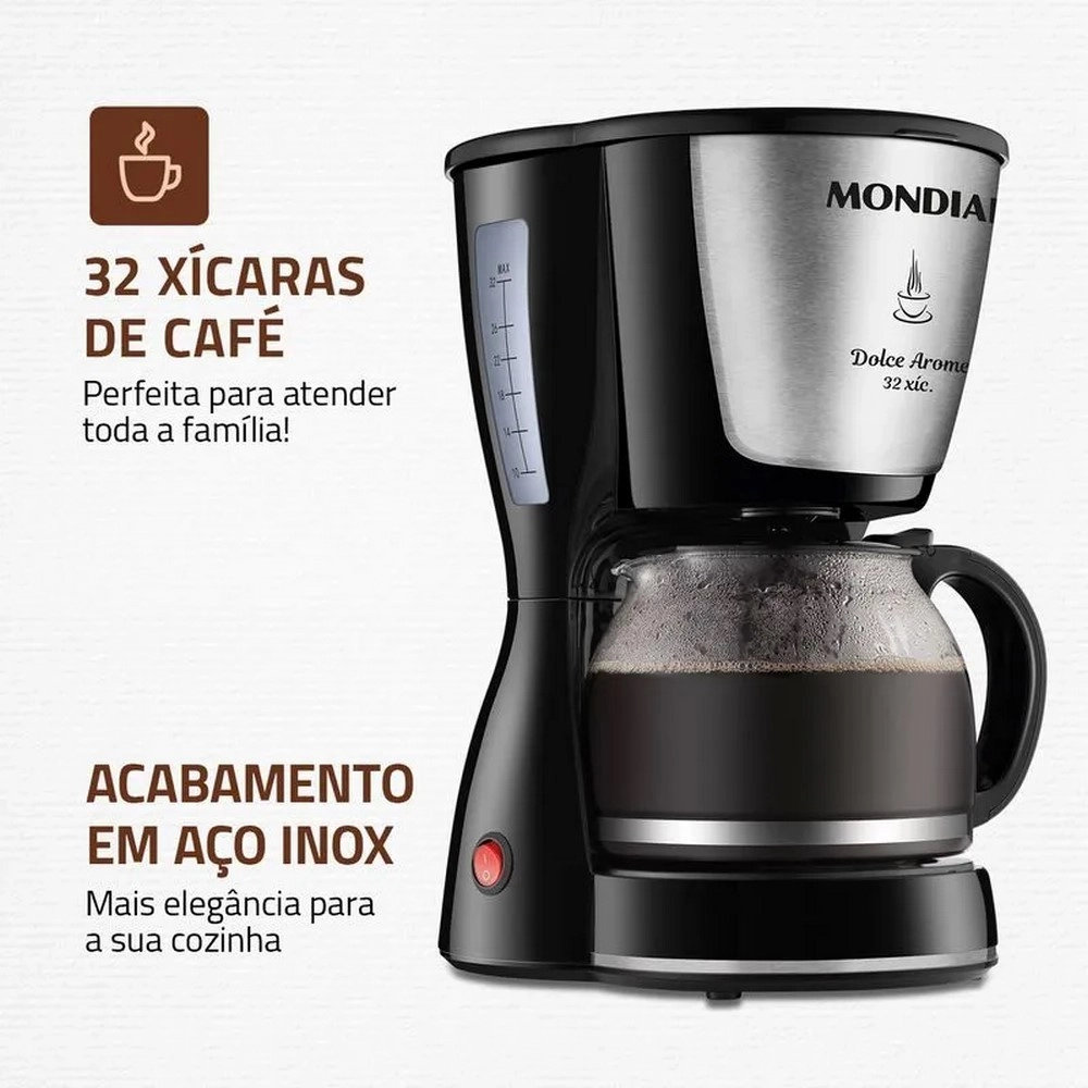 Cafeteira Elétrica Mondial Dolce Arome C-32 32 Xícaras Preta 220V