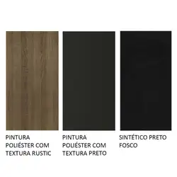 Conjunto Sala de Jantar Mesa Tampo de Vidro 4 Cadeiras Preto/Rustic Eloá Madesa Cor:Preto/Rustic