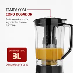 Liquidificador Turbo Mondial  Black Inox L-1000 BI