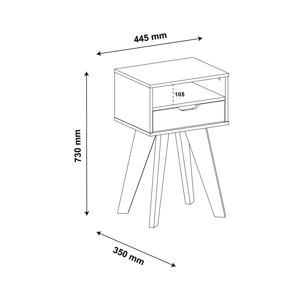 Mesa Lateral 0.44CM Vip Cedro/Off White A72XL44XP35 Artely