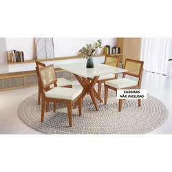 Mesa Jantar 4 lugares Retangular 120X90 Donna 600015 Madeira Eucalipto/Off Nesher