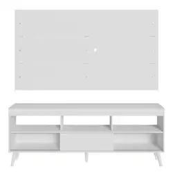 Rack com Painel para TV até 65 Polegadas com Pés Branco Detroit Madesa Cor:Branco