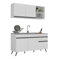 Armário de Cozinha Compacta Veneza Multimóveis MP2142.964 Branco/Preto